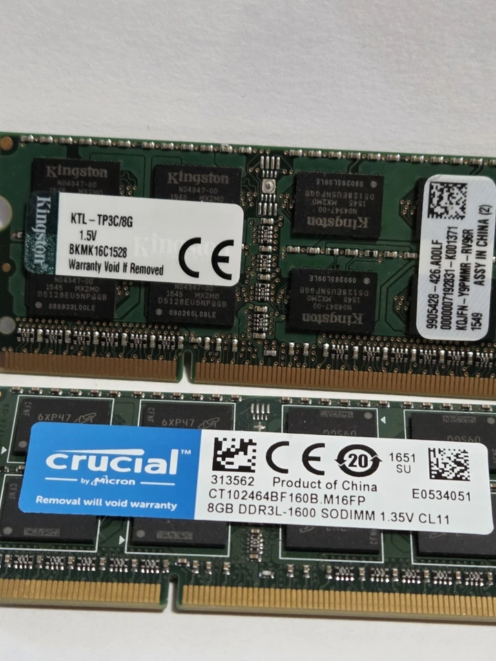 Mixed 24GB 2Rx8 (8gb X 4)  PC3L-1600 SODIMM Non-ECC DDR3L Laptop Memory RAM  - Image 2 of 3