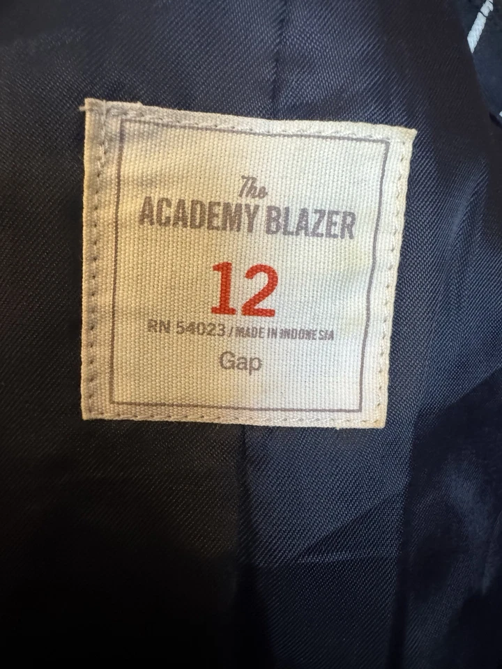 Blazer para mujer Gap Academy azul marino a rayas blanco a rayas forrado 12 Preppy Foto 2 de 4