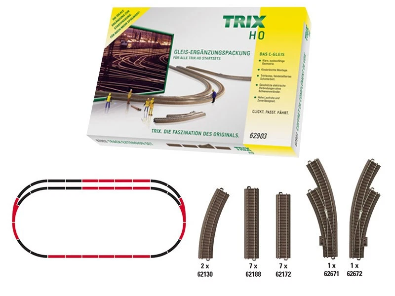 TRIX Coffret d'extension C3 voie C HO avec aiguillages TRIX 62903 - Photo 1/1