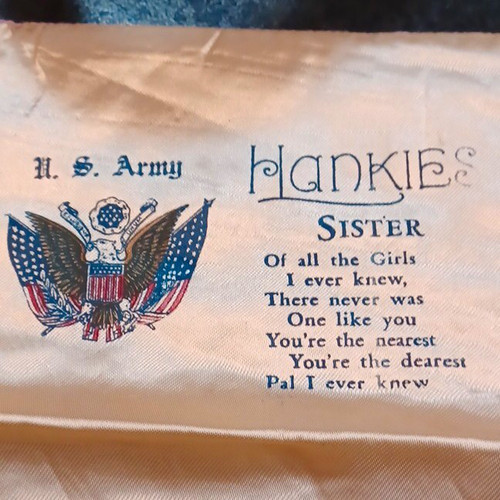 U.S. Army Women's Printed Handkerchief "Sister" Poem Eagle Pattern White