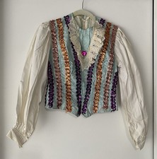 Vtg 1960s Handmade Boys Dance Costume Ballet Prince Blue Vest Shirt Top