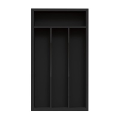BEKVEM Small Silverware Organizer, Bamboo Kitchen 6.7x12 Inch, Black 