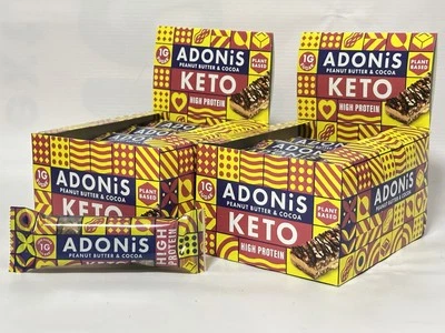 Adonis Peanut Butter & Cocoa Keto Bars 32×45 g Vegan, High‑Protein BBE02/07/2025