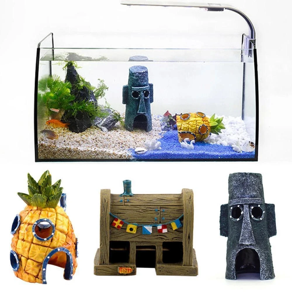 ebay uk fish tank accessories Aquarium Decorations Set, Decor with Artificial Plants and Resin Ornaments, Betta Fish Tank for Small Tanks, Soft Safe Plastic Plants with Hideout Cave Dcor(Ornaments set #2) and with the pedestal Fish and Aquarium Ornaments for