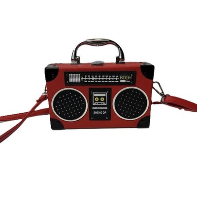Sheng Da Boombox Novelty Crossbody Purse Red Retro Radio Handbag Y2K