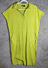 Tahari Linen Blend Long Dress Womens Size Large Semi-Sheer Lagenlook Beachy Boho