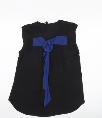 Vero Moda Damen Tunika Bluse schwarz blau Schleife ärmellos Größe L