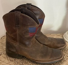 Ariat Kids Patriot Western Boot Brown Leather 10034408 Flag Embroidered Sz 5