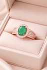 GENUINE 2.26 Cts EMERALD & WHITE SAPPHIRE RING 14K ROSE GOLD PLATED (.925) - NWT — photo 2
