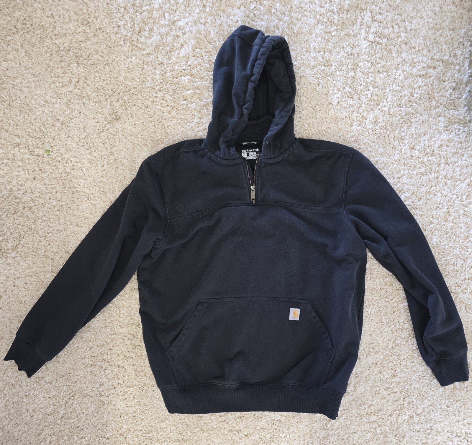 Carhartt Rain Defender XL Tall Loose Fit Fleece Hoodie 1/2 Zip Black
