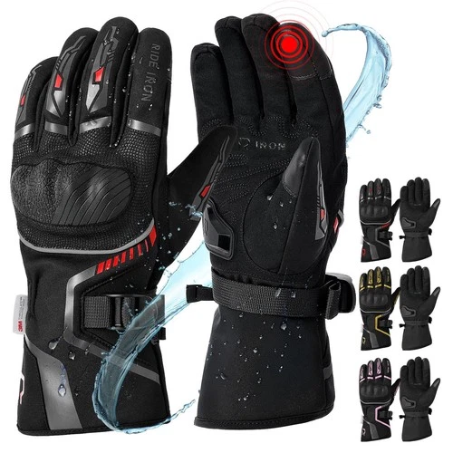RIDEIRON Winter Motorcycle Gloves for Men & Women black Large - product listing photo