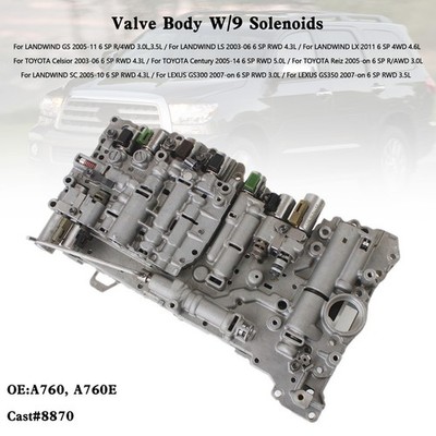 A760 A760E 8HP45 Transmission Valve Body 9 Solenoids  Casting#8870 Für Sequoia