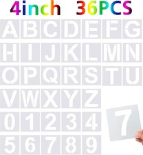 36 Pcs Large Alphabet Number Stencils, Reusable Letter Stencils 4 Inches