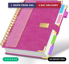 5 Subject Spiral Notebook with Pocket Dividers, 8''x10'' 300 Pages Notebook