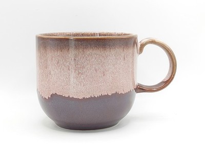Brown & Pink Fire Glazed Coffee Cup 15 Oz Ceramic Made In Colombia By Corona 