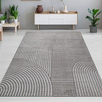 Designteppich Grau Mit Relieflinien Modern & Pflegeleicht