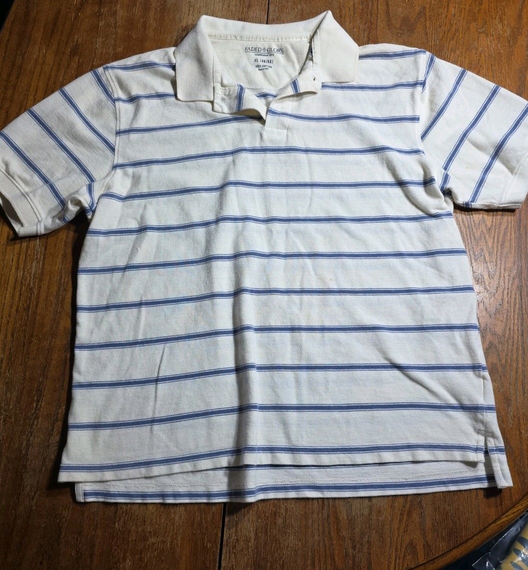 VTG Faded Glory Mens Y2K  Polo Shirt Sz XL Collegiate Retro Sports Preppy Blue