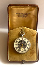 Antique Rare Gothic Memento Mori Skull Skeleton Scene Dial Silver Pocket Watch