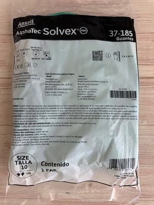 1 Pair Ansell 37-185 Size 10 Alphatec Solvex Nitrile Chemical Resistant Gloves