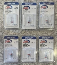 6 Packs Full Dealer Pack Eagle Claw Tungsten Arctic Ice Jigs UV Size 12 SSP