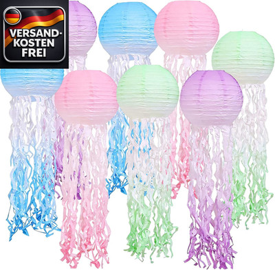 Papierlaternen Set für Meeresdeko und Partys - Quallen Design, 8 Stück