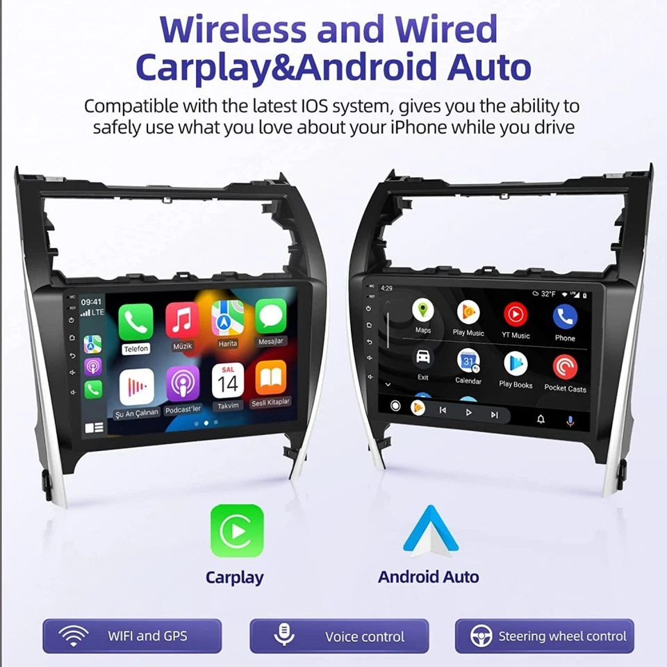 For 2012-2014 Toyota Camry Apple Carplay Car Stereo Radio Android 13 GPS 2G+32GB - Изображение 4 из 4