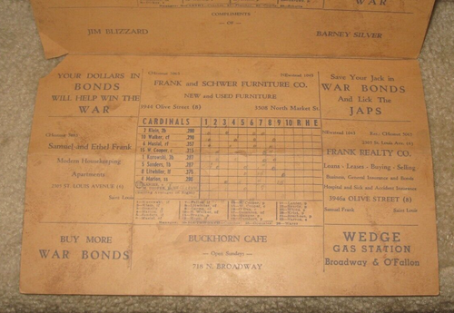 Rare - 1943 World Series Scorecard - Yankees vs. Cardinals - 10/12/43 - Scored - Picture 6 of 6