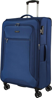 Koffer 78 cm groß Leicht Weicher Stoff Rollen Trolley Blau 120