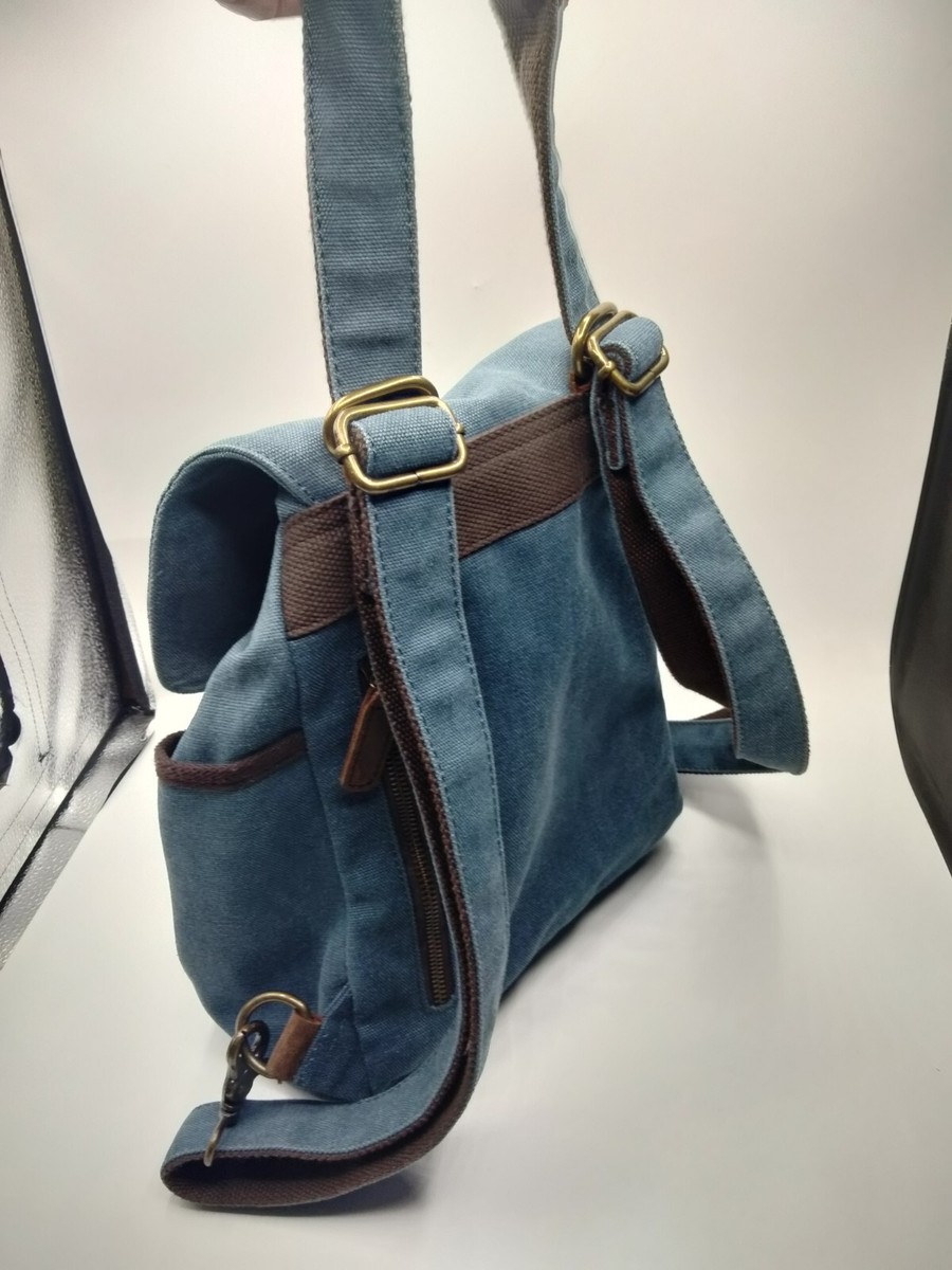 Acacia Blue Canvas Backpack Leather Adjustable | eBay Acacia Blue Canvas Backpack Leather Adjustable | eBay