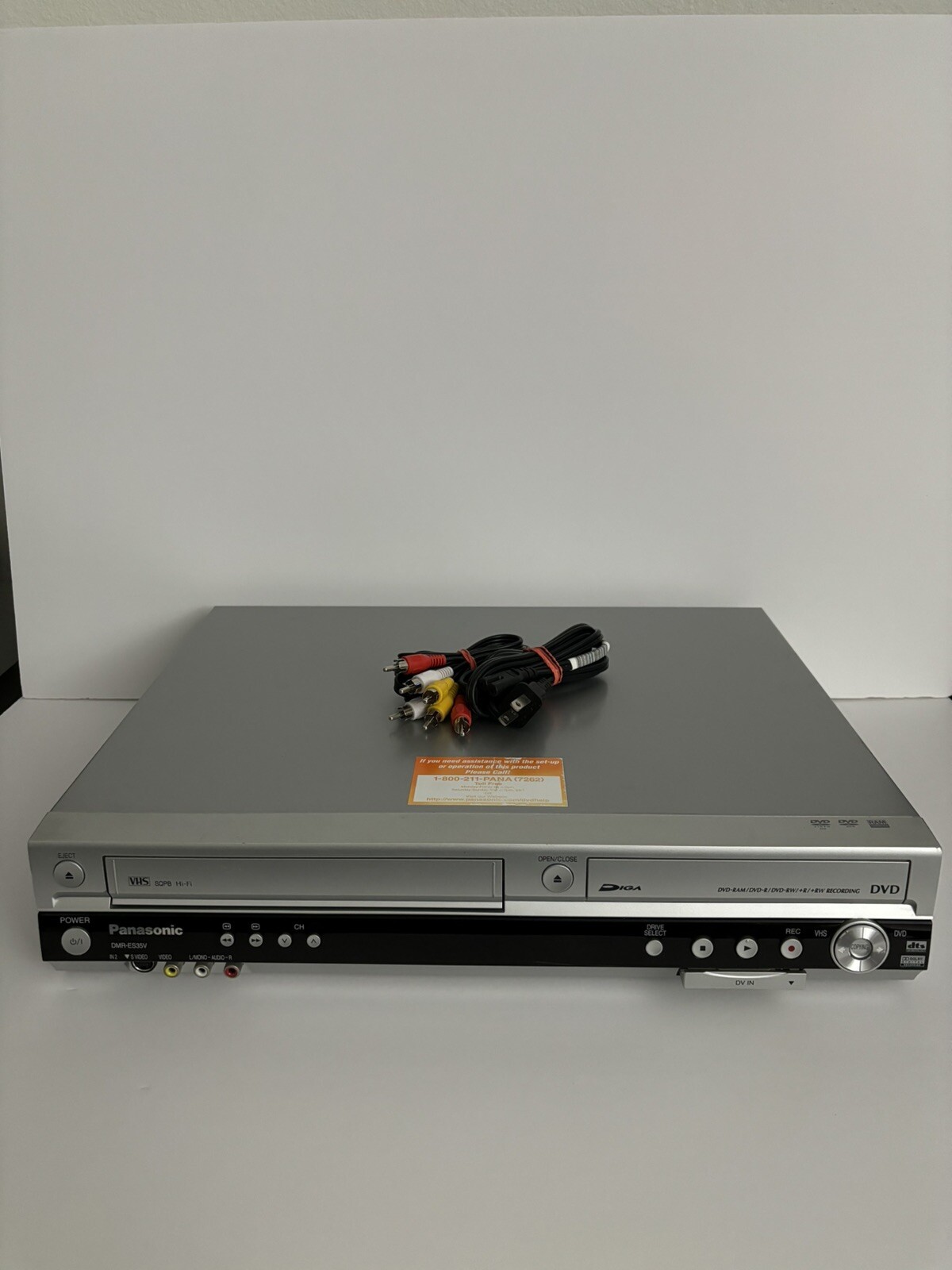 Panasonic DMR-ES35V DVD Recorder VHS VCR Combo With Cables - No Remote, Working