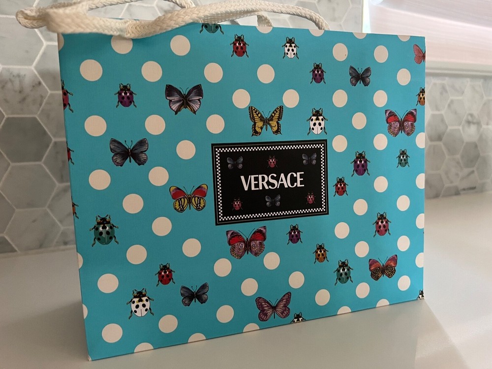 Versace x La Vacanza 10x8x4 Empty SHOPPING GIFT Paper BAG Logo for Bag or Shoes