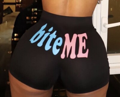 Bite Me Workout yoga Hip Hop Women shorts Large