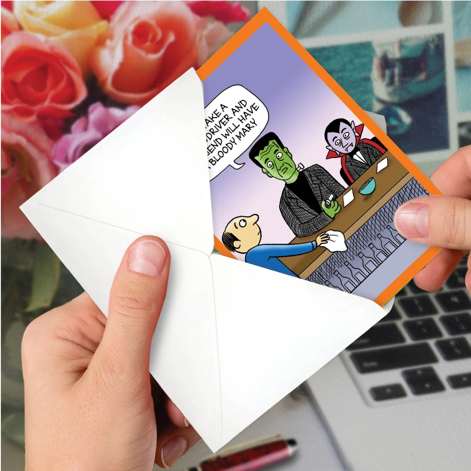 1 Tarjeta Divertida de Halloween con Sobre - Monster Drinks C7087HWG Foto 4 de 4