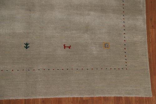 Area Rug 9' 9'' X 6' 7'' Beige Gabbeh Hand-Knotted Oriental Wool Living Room Rug - Picture 4 of 12