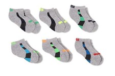 Puma Boy's Cushioned Socks 6-Pack, Grey Size 5-6.5 ESF17282