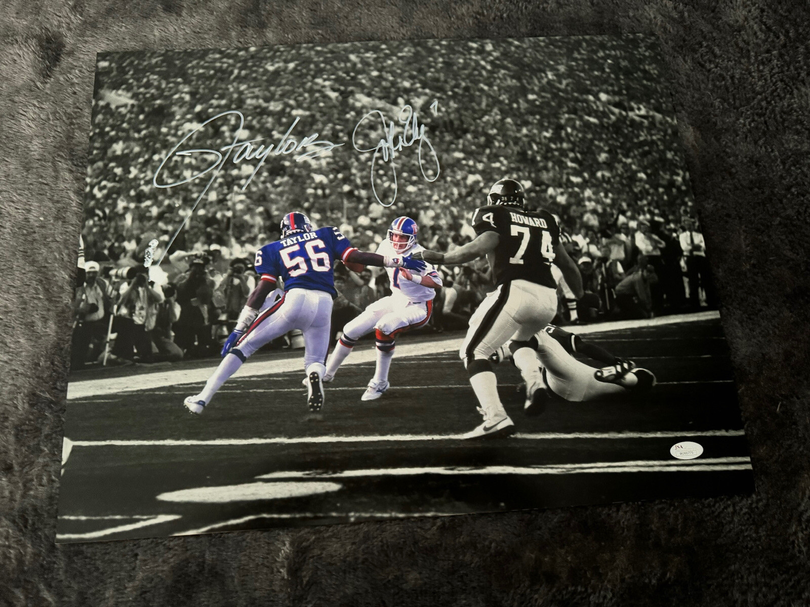 Lawrence Taylor Autographed Signed Denver Broncos & John Elway New York Giants 16x20 (JSA) 