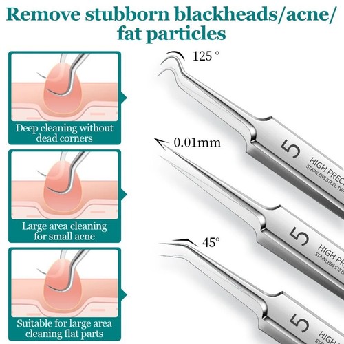 3PC Ultra-fine No. 5 Cell Pimples Blackhead Clip Remover Tweezer Beauty Salon - Picture 3 of 24