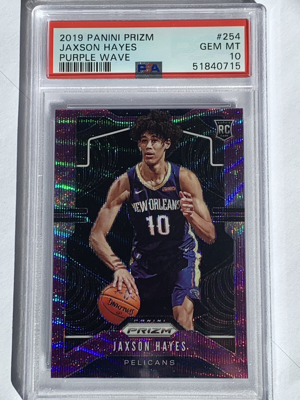 2019-20 Panini Prizm #254 Jaxson Hayes PURPLE WAVE PSA 10 Rookie RC Pelicans