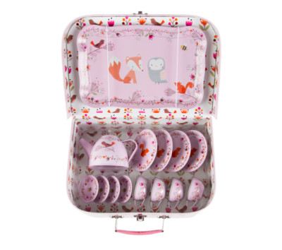 Sass &Belle Pink Woodland Friends Picnic Box Tea Set Suitcase Kids Role Play Toy