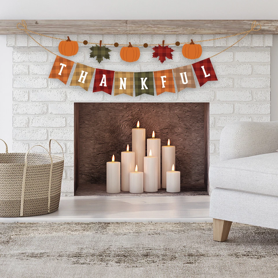 Thankful Fall Burlap String Banner Thanksgiving Leaves 60"W Briarwood Lane - Image 2 of 2