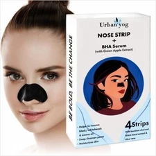Urban Yog Nose Strips (4 Strips) Black/Whitehead Remover+BHA Serum to Treat Pors