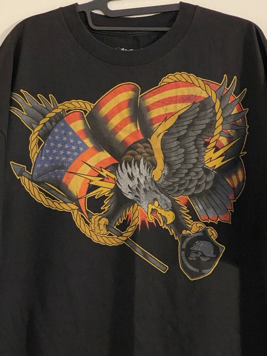 Metal Mulisha Mens Size XXL T-Shirt Eagle & Flag Black 100% Cotton