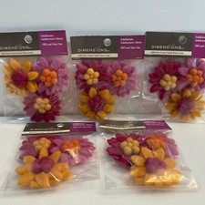 Zinnias Flowers 100% Wool Felt  Crafts Applique Embellishments Needle Felting