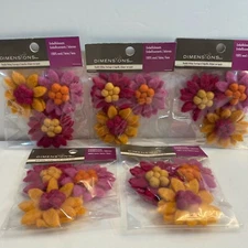 Zinnias Flowers 100% Wool Felt  Crafts Applique Embellishments Needle Felting