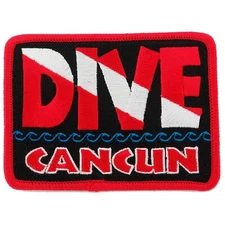 DIVE CANCUN - EMBROIDERED PATCH SCUBA DIVING FLAG LOGO IRON-ON TRAVEL SOUVENIR