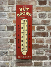 A vintage 'Nut Brown' aluminium thermometer advertising sign - No mercury