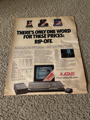 Vintage 1985 ATARI 520ST Home Personal Computer PC Print Ad 80s vs Apple Mac 512