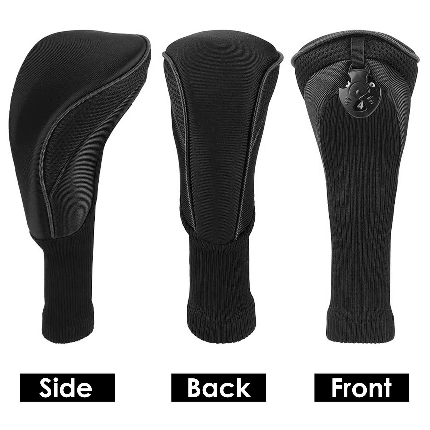 3Pcs Golf Club Head Covers Set Driver 1 3 5 Fairway Woods Long Neck