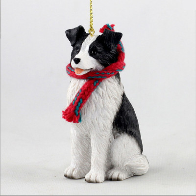 Border Collie Christmas Scarf Ornament
