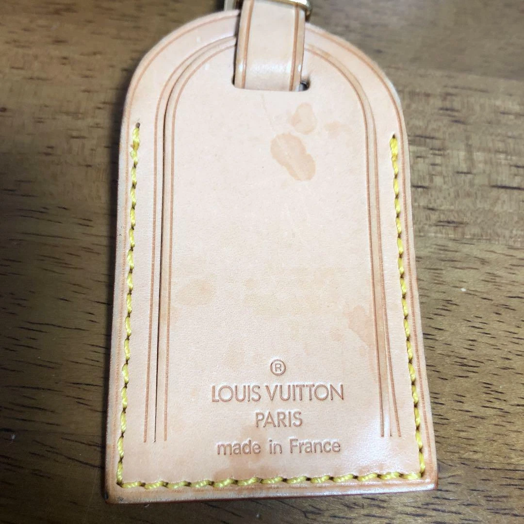 AUTH LOUIS VUITTON Leather Name Tag w/T.N Initials Large USED From Japan F/S